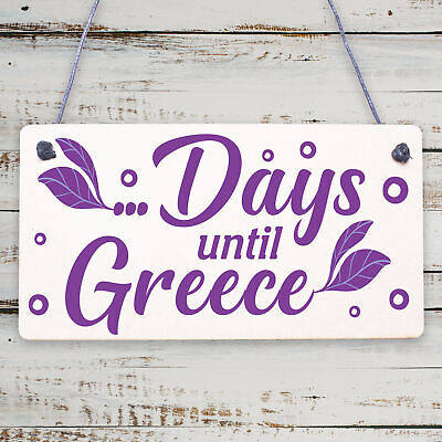 Chalkboard Holiday Countdown To GREECE Wall Sign Novelty Gift For Friend Family