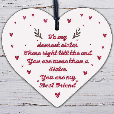 Sister Gift Friendship Wooden Heart Plaque Shabby Chic Birthday Big Sis Sign