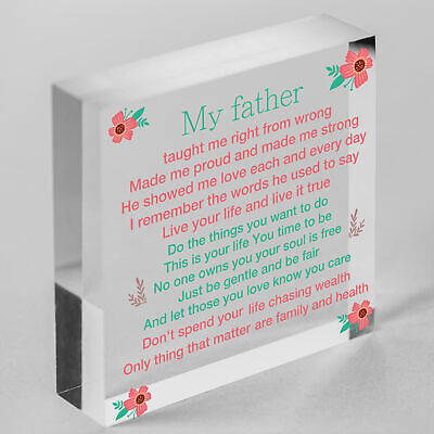 My Father Fathers Day Dad Wood Heart Sign Memorial Plaque For Him Daughter Gift