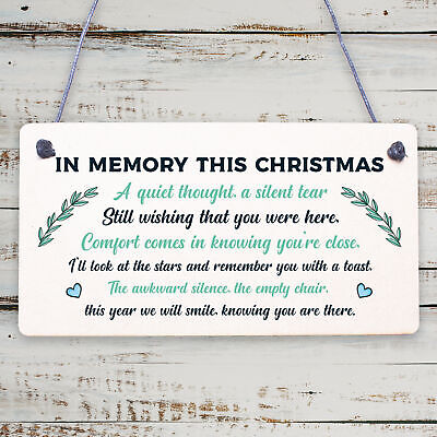 In Memory This Christmas Decoration Wood Memorial Quote Tree Sign Plaque Gift