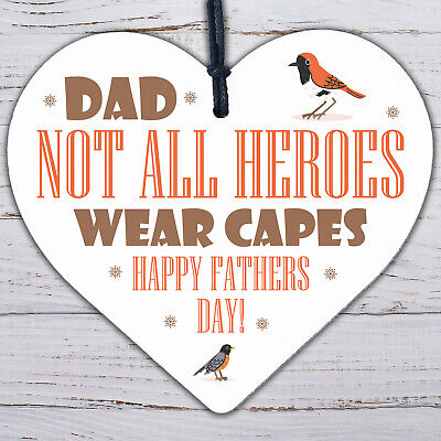 Dad Gifts For Fathers Day Wood Heart Superhero Theme Gift For Dad Thank You