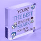 Cute Teacher Gift Wooden Heart Baby Best Teacher Gift Shark Leaving Gift