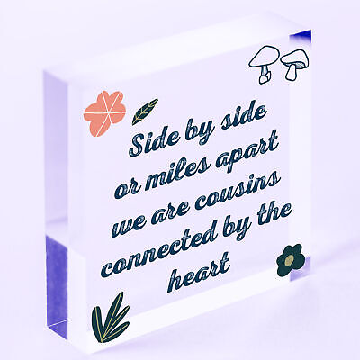 Cousin Birthday Gift Wooden Heart Chic Plaque Keepsake Family Friendship Sign