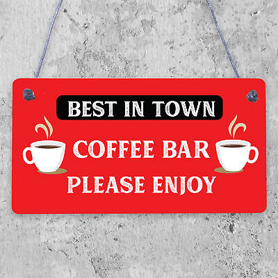 Coffee Bar Hanging Wall Plaque Home Decor Kitchen Cafe Sign Gifts For Women