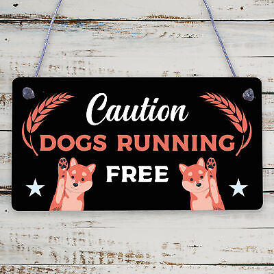 Caution Beware Dogs Running Free Dog Warning Sign Security Garden Plaque