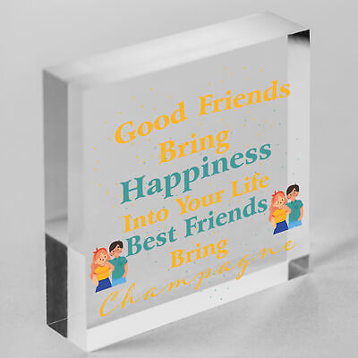 Best Friends Bring Prosecco Wooden Hanging Heart Plaque Novelty Alcohol Sign New