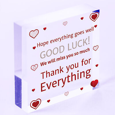 Good Luck Leaving Colleague Friend Teacher Work New Job Gift Wood Sign Present