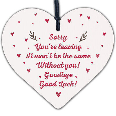 Colleague Leaving Work Gifts Wooden Heart Sign New Job Good Luck Presents