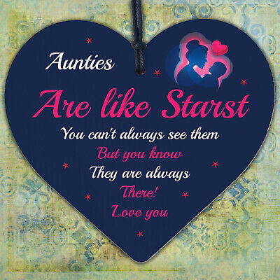 Sister Auntie Aunt Aunty Wood Heart Plaque Sign Birthday Thank You Keepsake Gift