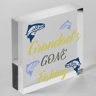 Grandad's Gone Fishing Dad Fisherman Grandad Hanging Wall Plaque Man Cave Sign