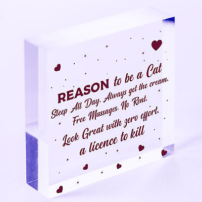 Reasons To Be A Cat Novelty Wooden Hanging Heart Shabby Chic Friendship Gift