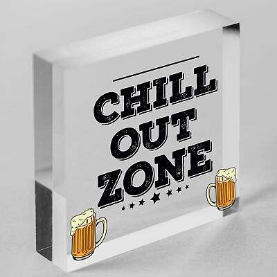 Chill Out Zone Man Cave Shed SummerHouse Sign Hot Tub Home Wall Door Plaque Gift