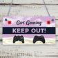 Pink Gaming Sign Girls Bedroom Sign KEEP OUT Gamer Gift