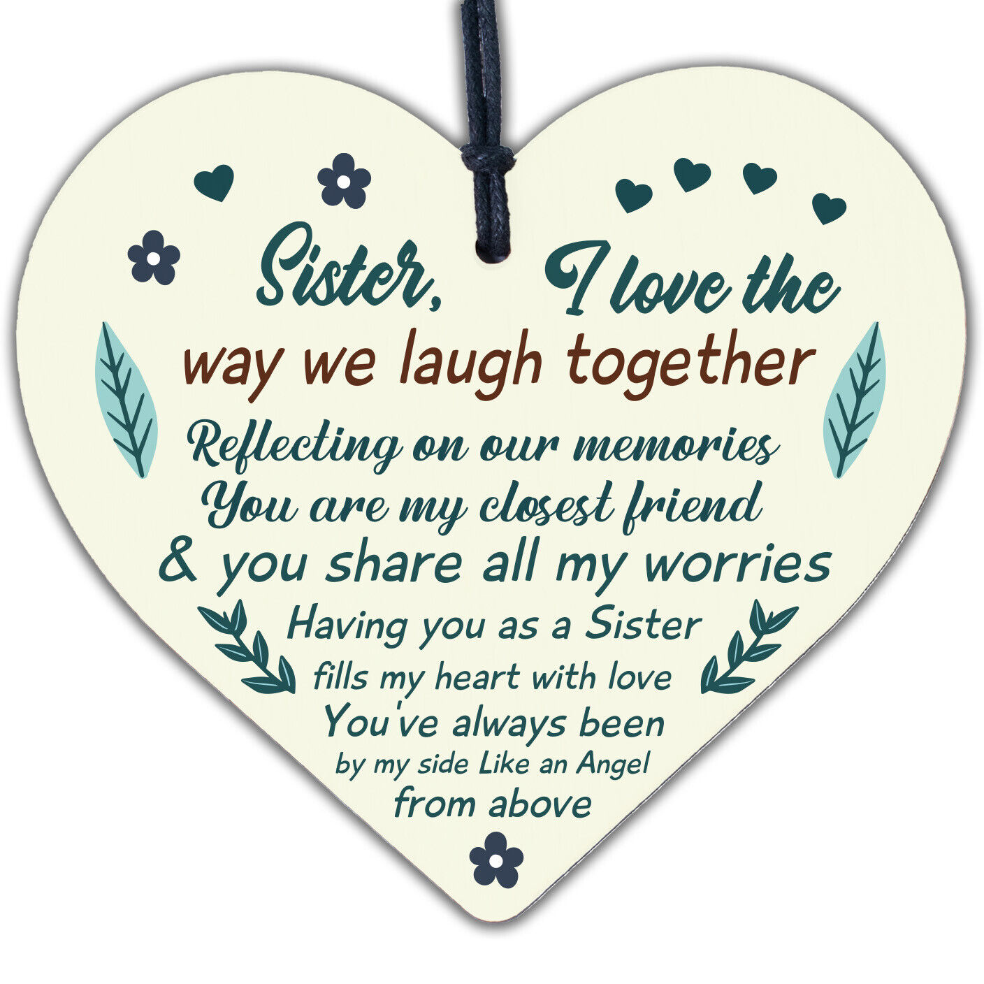 SISTER GIFTS Wood Heart Thank You Keepsake Love Plaque Best Friend Gift For Her