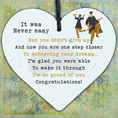 Graduation Gifts Congratulations Wood Heart Plaque Leaving Uni Son Daughter Gift