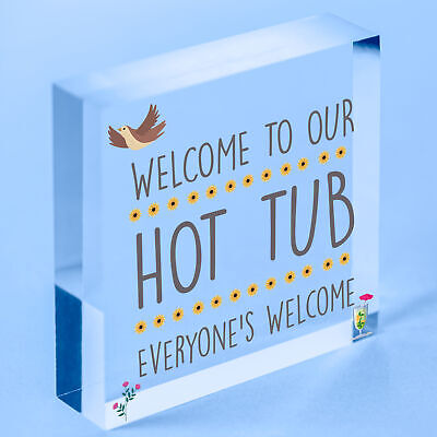 Hot Tub Sign Hanging Novelty Garden Plaque Shed Pool Party Funny Gift Sign