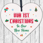 1st Christmas In Our New Home Hanging Wooden Heart Tree Decoration House Gift