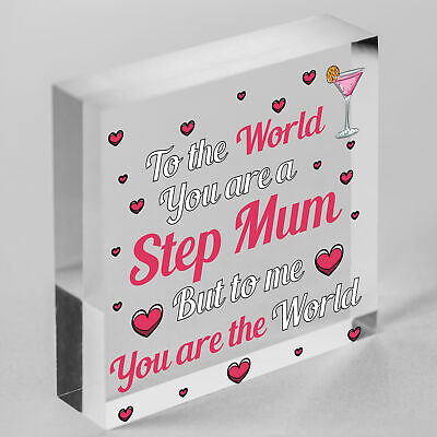 THANK YOU Step Mum Daughter Mum Mummy Gifts Wooden Heart Plaque Birthday Gift