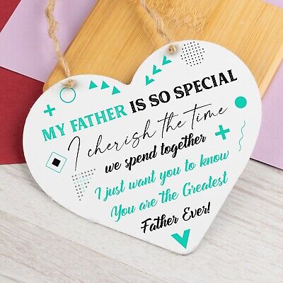 Dad Gift Father FATHERS DAY Wooden Heart Gift For Him Son Daughter Thank You