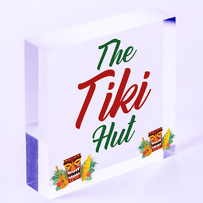 Tiki Hut Hanging Home Bar Pub Kitchen Plaque Alcohol Cocktails Sign Friend Gift