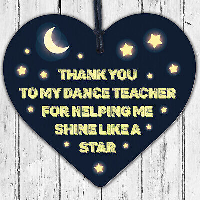 Thank You Dance Teacher Wooden Heart Sign Goodbye Friendship Gift For Her