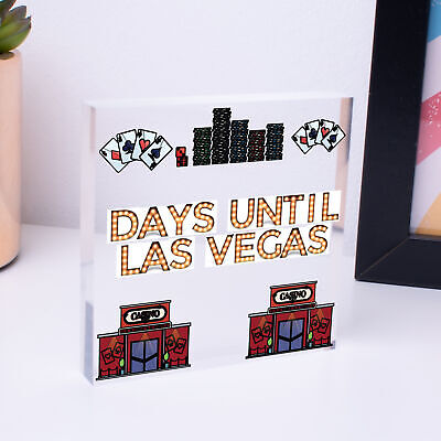 Chalkboard Holiday Countdown To LAS VEGAS America USA Hanging Plaque Friend Gift