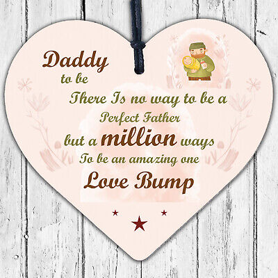 Daddy Dad To Be Present From Bump Baby Shower Wood Heart Plaque Decoration Gift