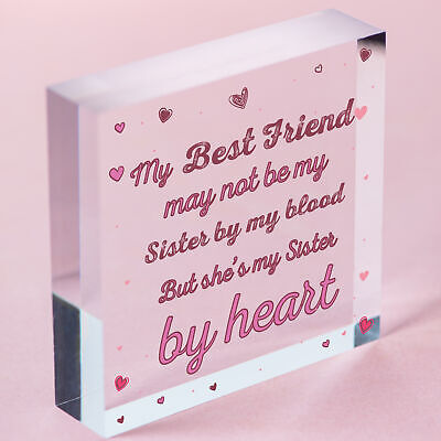 Sister By Heart Best FRIEND Gift Heart Christmas Friendship Gift Birthday Plaque