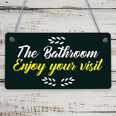 Bathroom Toilet Loo Welcome Shabby Chic Sign Novelty Wall Door Plaque Home Gifts