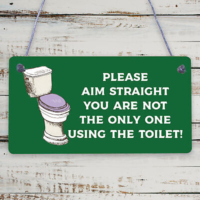 Funny Bathroom Sign Loo Decor Aim Straight Humorous Wall Plaque Home Gift