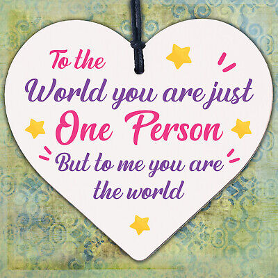 To Me You Are The World Wooden Hanging Heart Cute Love Gift Plaque Friends Sign