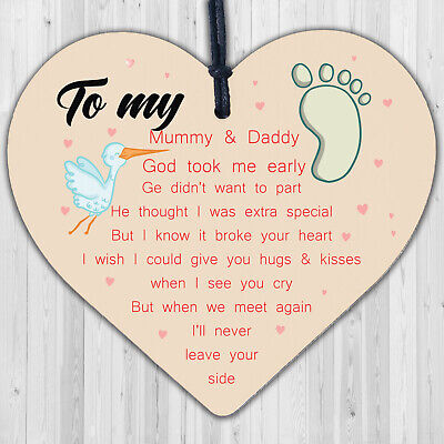 Baby Memorial Gifts Card Wooden Heart Lost Baby Memorial Daughter Son Plaques