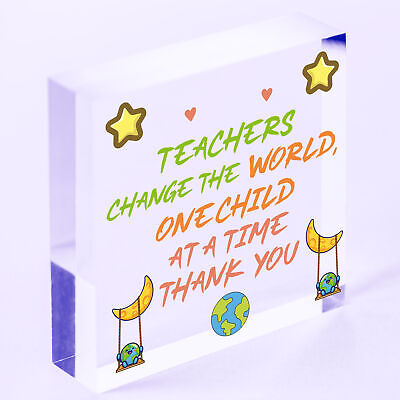 Teachers Change The World Wooden Hanging Heart Plaque Shabby Chic Thank You Gift