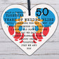 50th Wedding Anniversary Card Wood Heart Gift For Husband or Wife Thank You