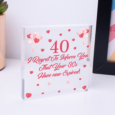 40th Birthday Men Women Funny Wooden Heart Sign Gift Friend Birthday Decoration