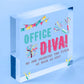 Office Diva! Wooden Hanging Heart Colleague Gift Novelty Work Office Funny Sign