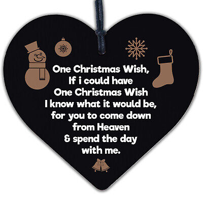 Christmas Wish Heaven Tree Memorial Gift Memory Hanging Bauble Keepsake Sign NEW