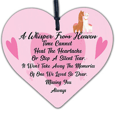 A Whisper From Heaven Wooden Hanging Heart Memorial Plaque Shabby Chic Gift Sign