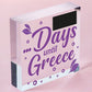 Chalkboard Holiday Countdown To GREECE Wall Sign Novelty Gift For Friend Family