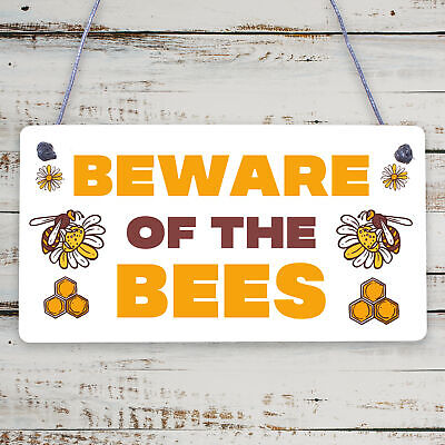 Beware Bees Apiarist Hive Business Garage Wooden Hanging Plaque Bee Sign Gift