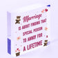 Wedding Marriage Anniversary Gift Wooden Heart Wall Plaque Husband Wife Present