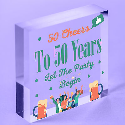 50th Birthday 50 Cheers To 50 Years Funny Wooden Heart Sign Gift For Him Her