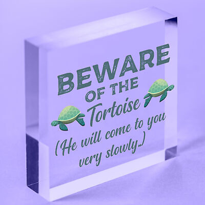 Beware Of The Tortoise Sign Hanging Wall Plaque Funny Pet Gift Turtle Sign Gift