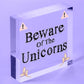 Beware Of The Unicorns Novelty Wooden Hanging Shabby Chic Plaque Unicorn Sign