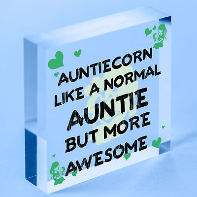 Auntiecorn Auntie Birthday Christmas Wood Heart Novelty Auntie Gift Unicorn Sign