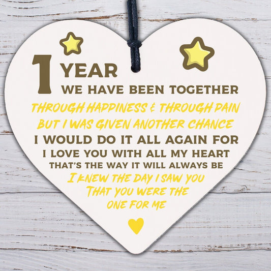 Anniversary 1st Wedding Anniversary Engagement Wooden Heart Plaque Gift Keepsake