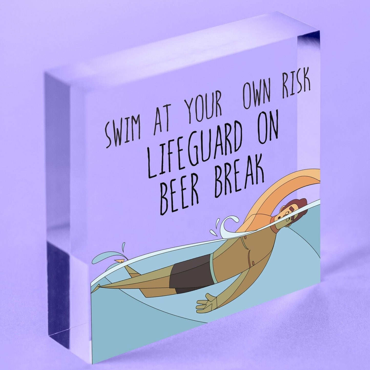 Funny Swim At Own Risk Hot Tub Pool Party Garden Shed Alcohol Plaque Wall Sign