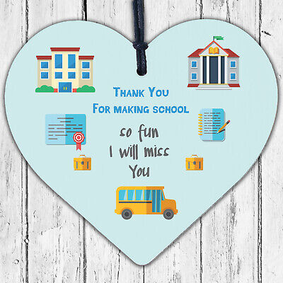 Teacher Leaving Nursery School Gift Wood Heart Sign End of Term Thank You Plaque