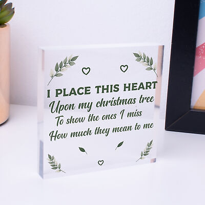 Christmas Tree Decoration Bauble Memorial Poem Wooden Heart Plaque Family Gifts