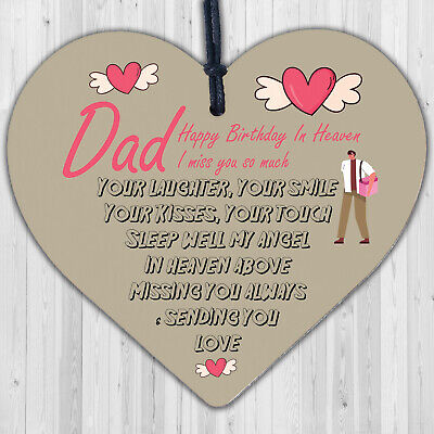 DAD Daddy Birthday Memorial Plaque Wood Heart Grave Tribute Rememberance Gift